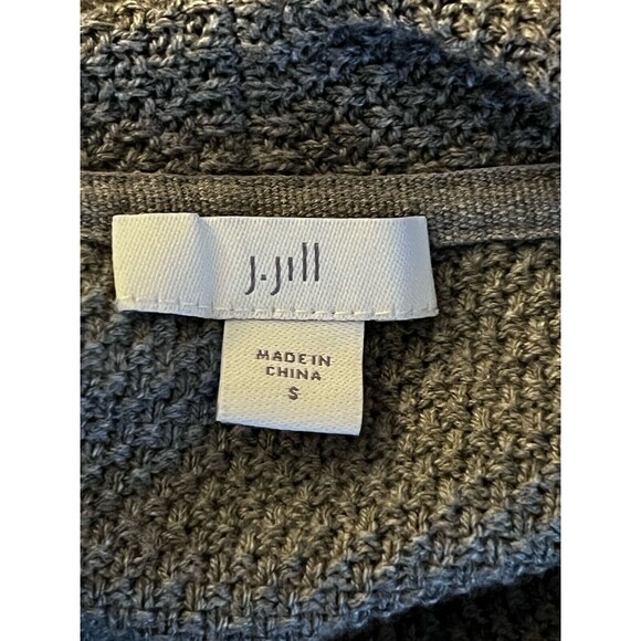 J.Jill Womens Gray Cotton Blend Fringe Trim Belted Long Sleeve Knit Cardigan S - Picture 10 of 11